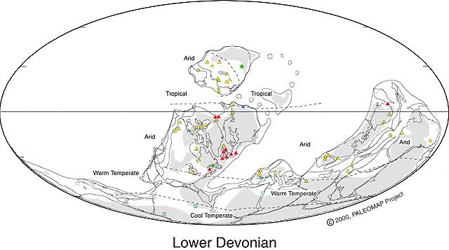 Pal&auml;oklimakarte: Unteres Devon